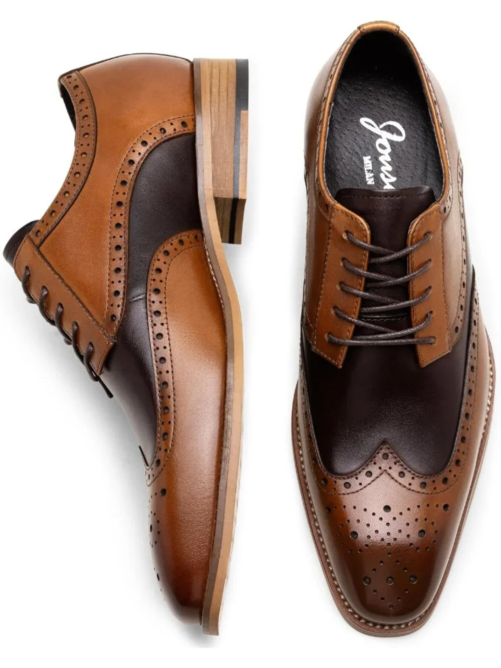 Men's Block Brown Lace LaTeX Insoles Classic Oxford Business Formal Dress Shoes